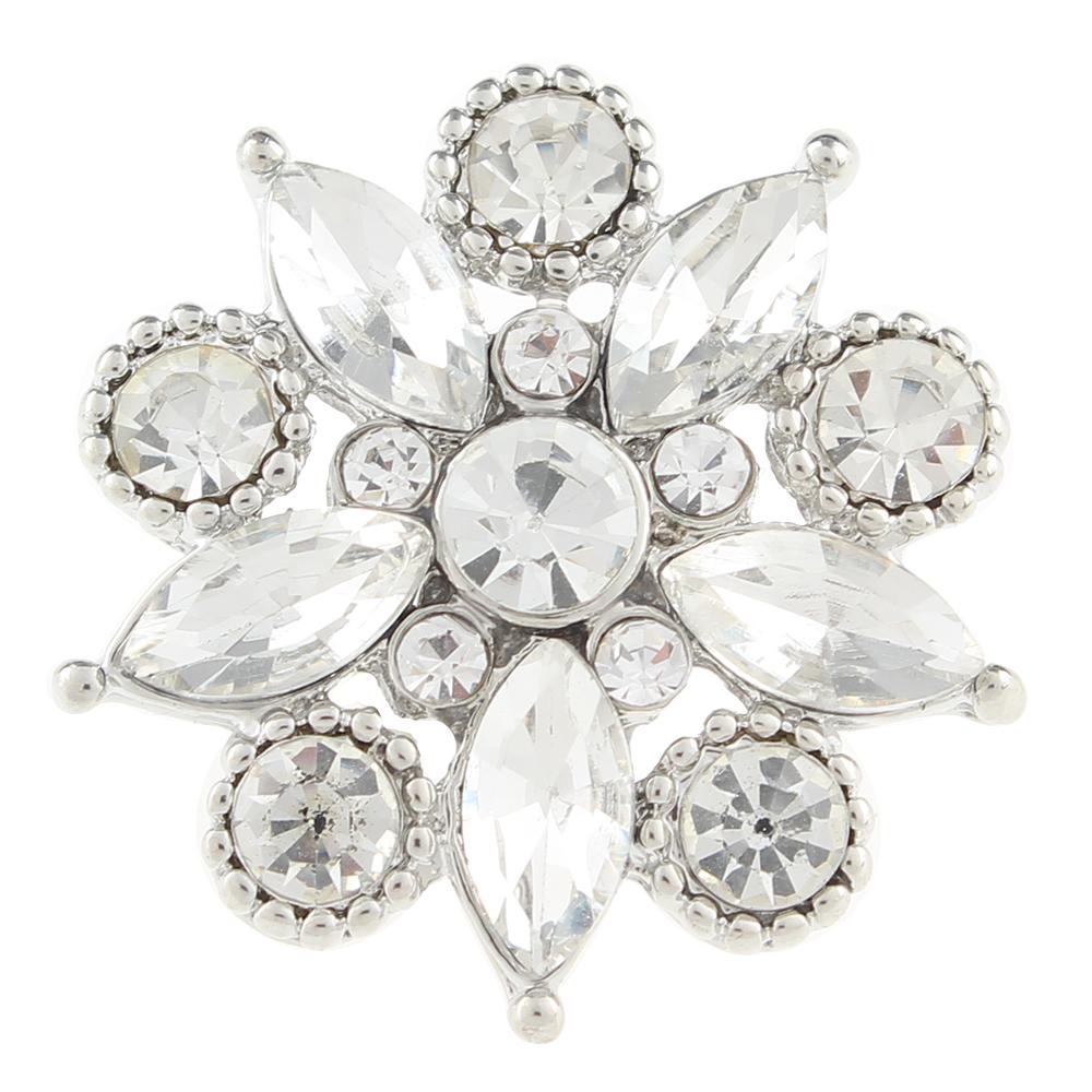 White Rhinestone 20mm Snap Button