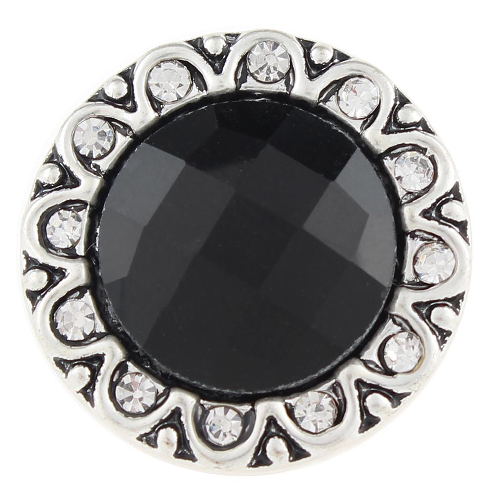 Black glass 20mm Snap Button