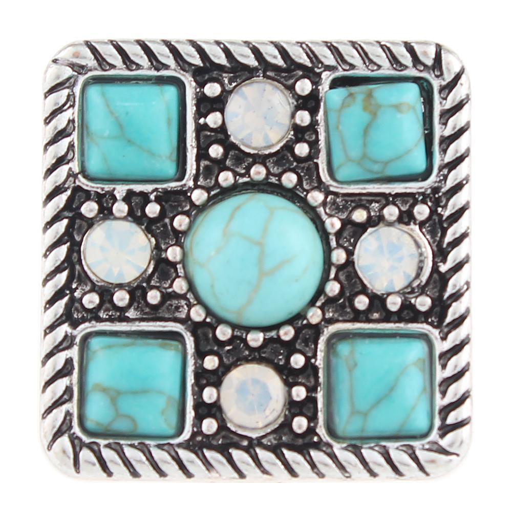 Square turquoise 20mm Snap Button