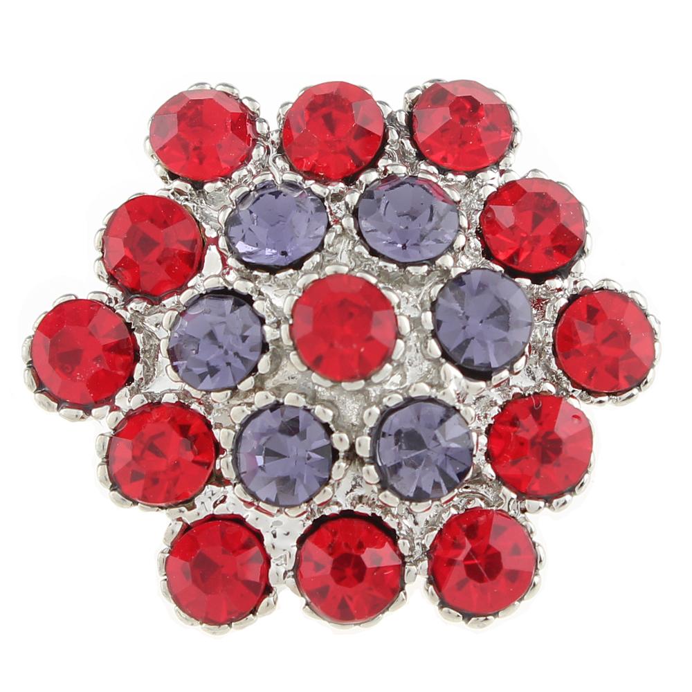 Red and purple rhinestone 20mm Snap Button