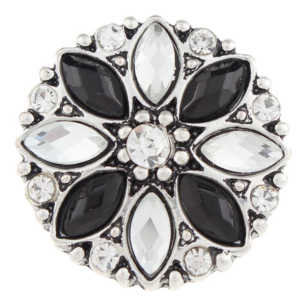 White and black rhinestone 20mm Snap Button