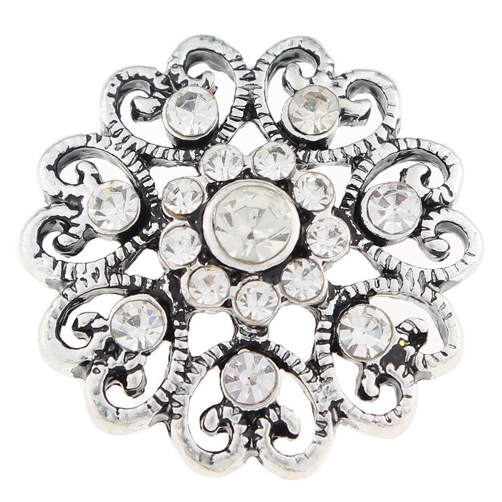 Heart white rhinestone 20mm Snap Button