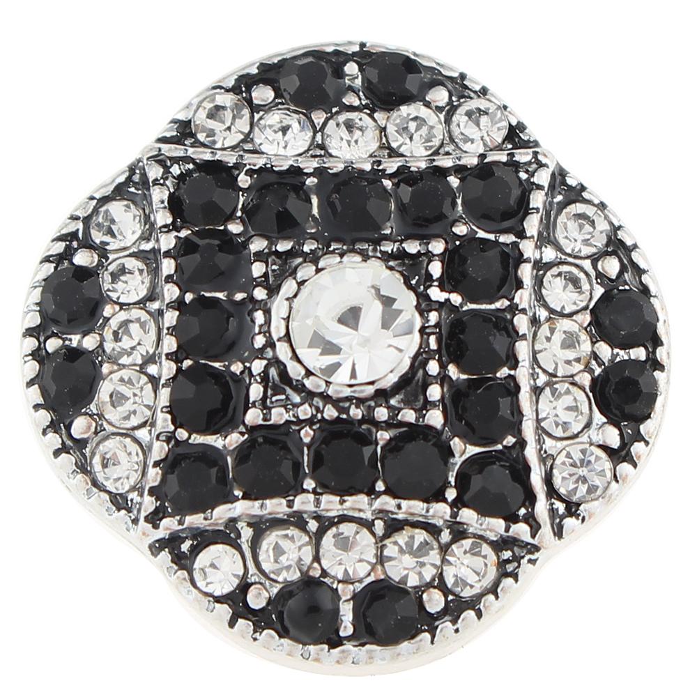 Black and white rhinestone 20mm Snap Button