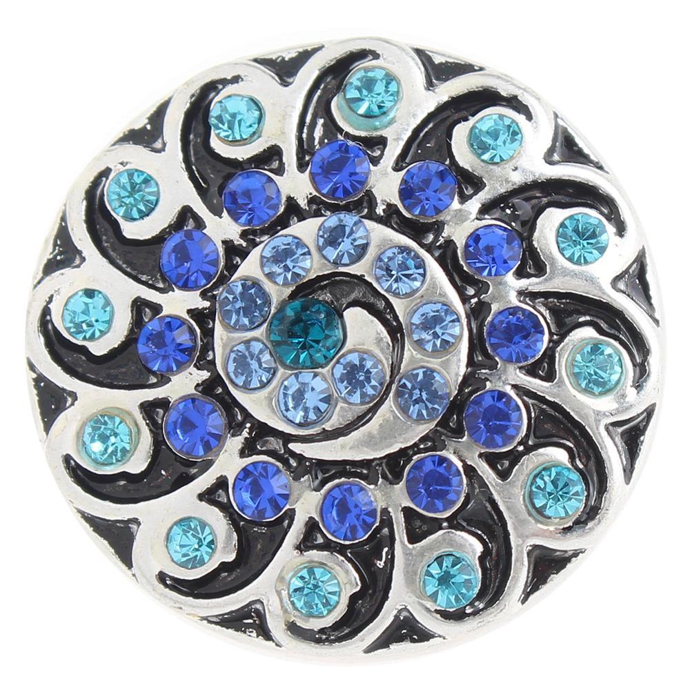 Blue rhinestone 20mm Snap Button