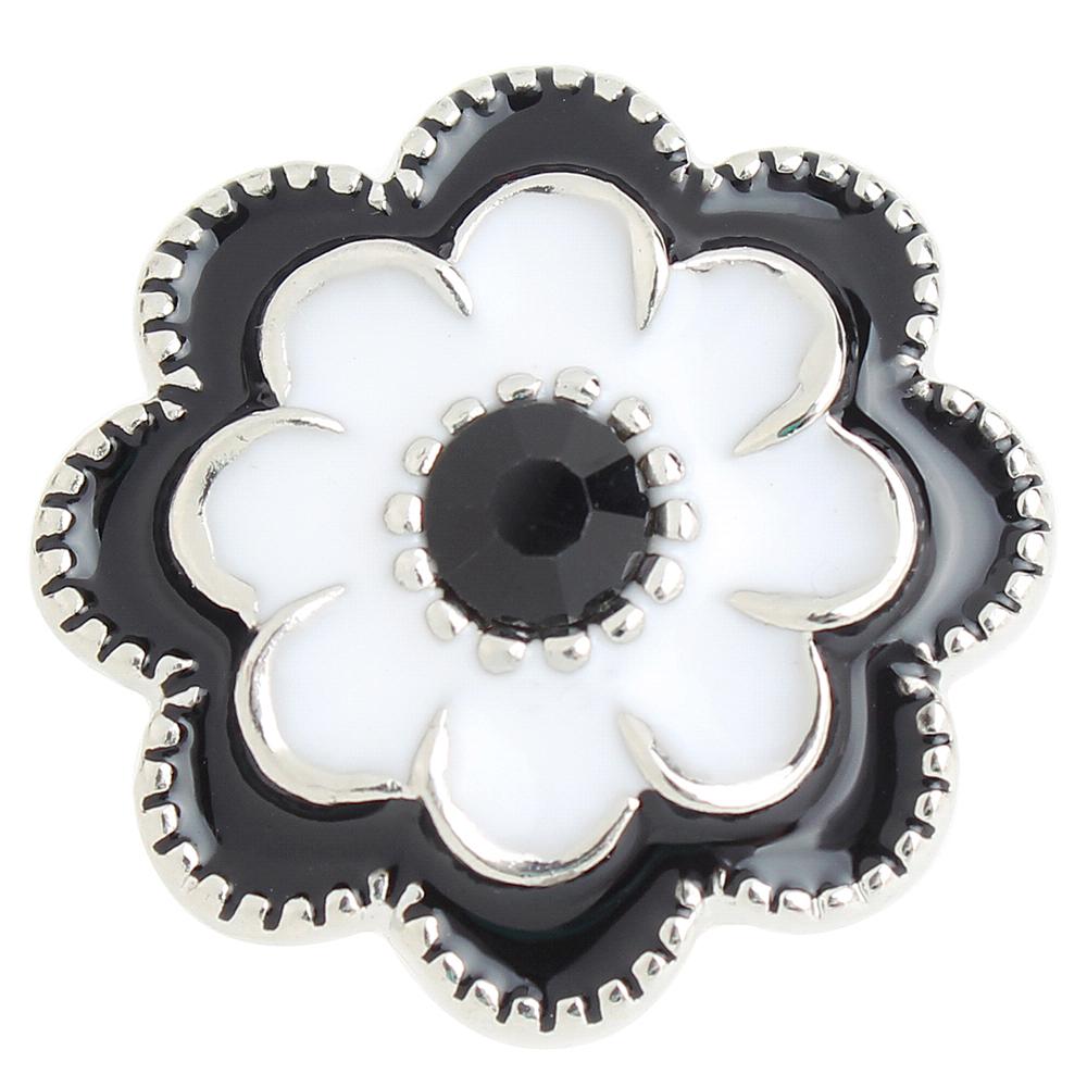 Black and wehite flower 20mm Snaps Button