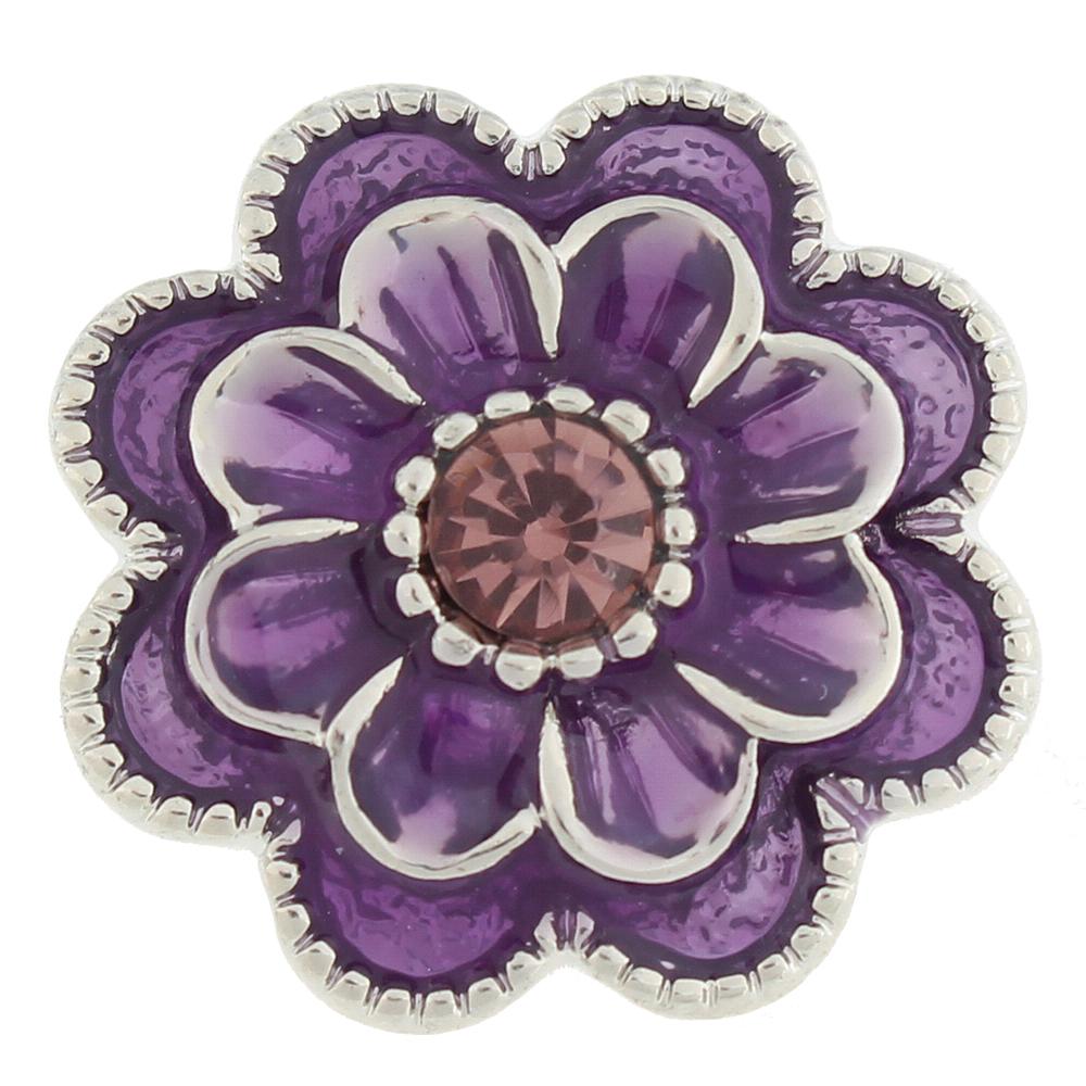 Purple flower 20mm Snaps Button