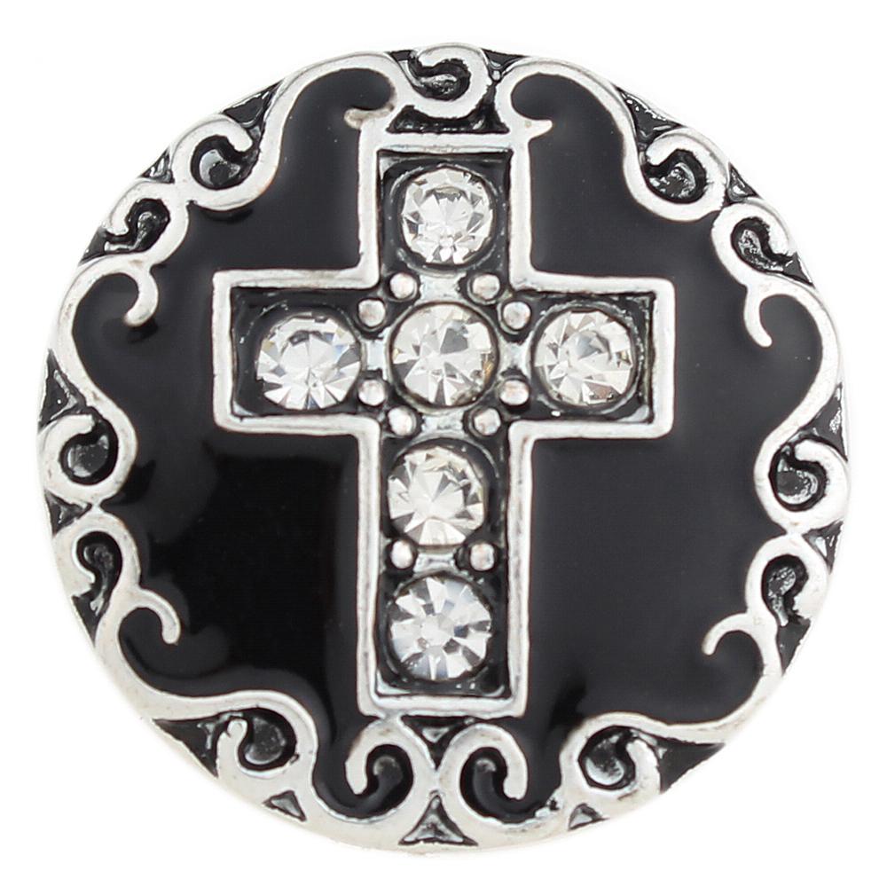 Cross with white rhinestone 20mm Snaps Button