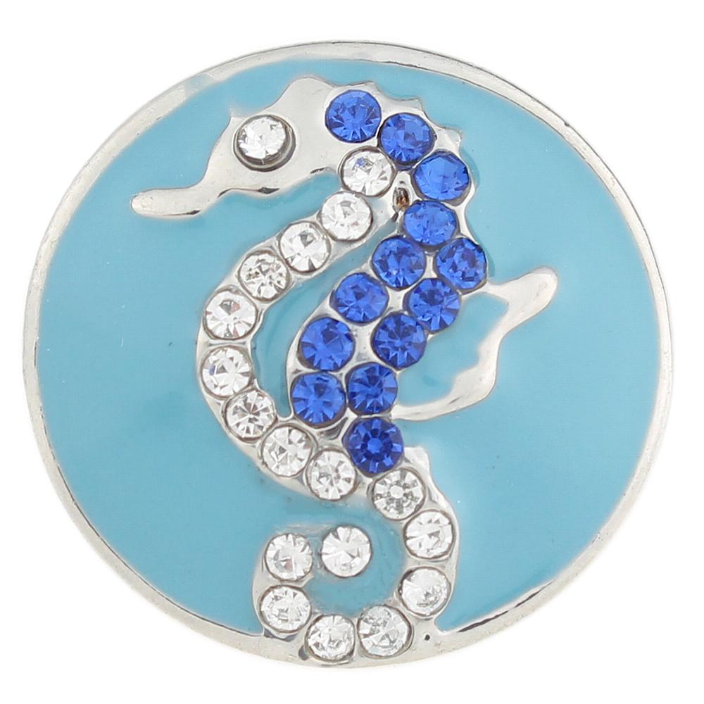 Blue seahorse 20mm Snaps Button