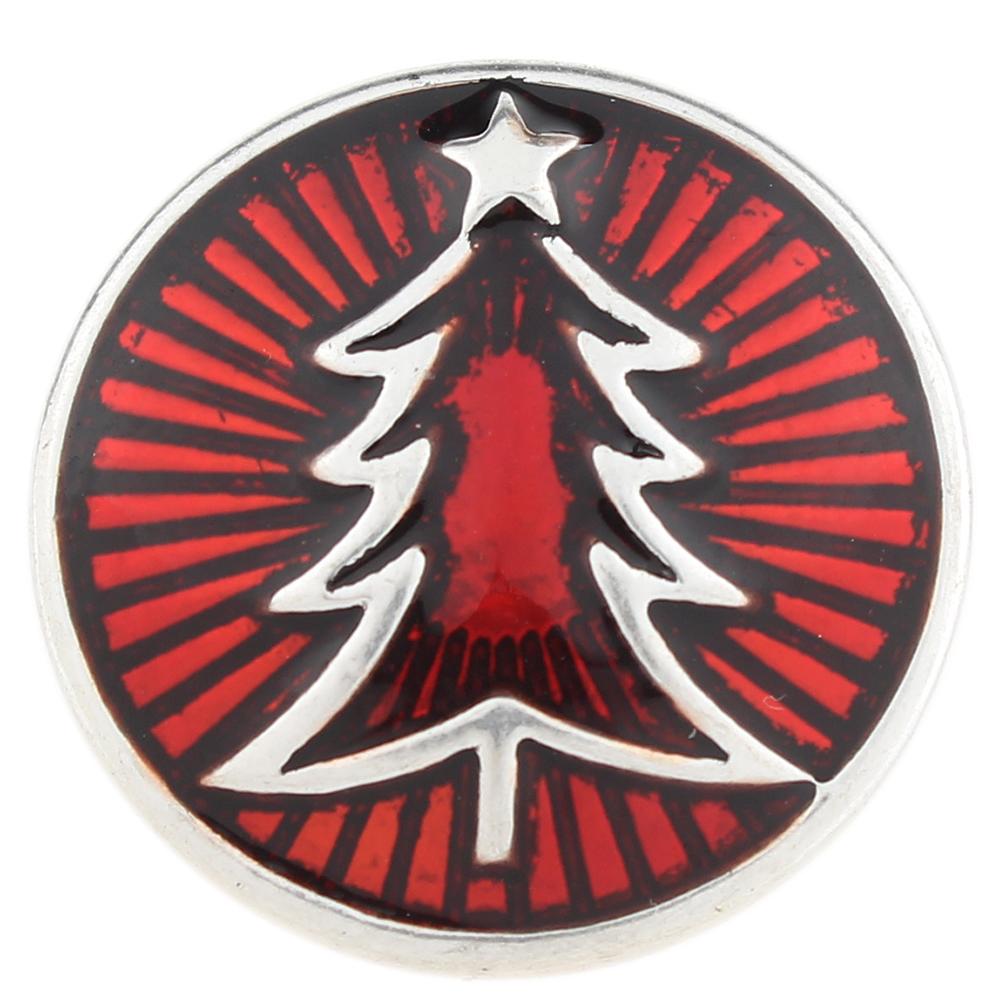 Red Christmas Xmas Tree 20mm Snap Button