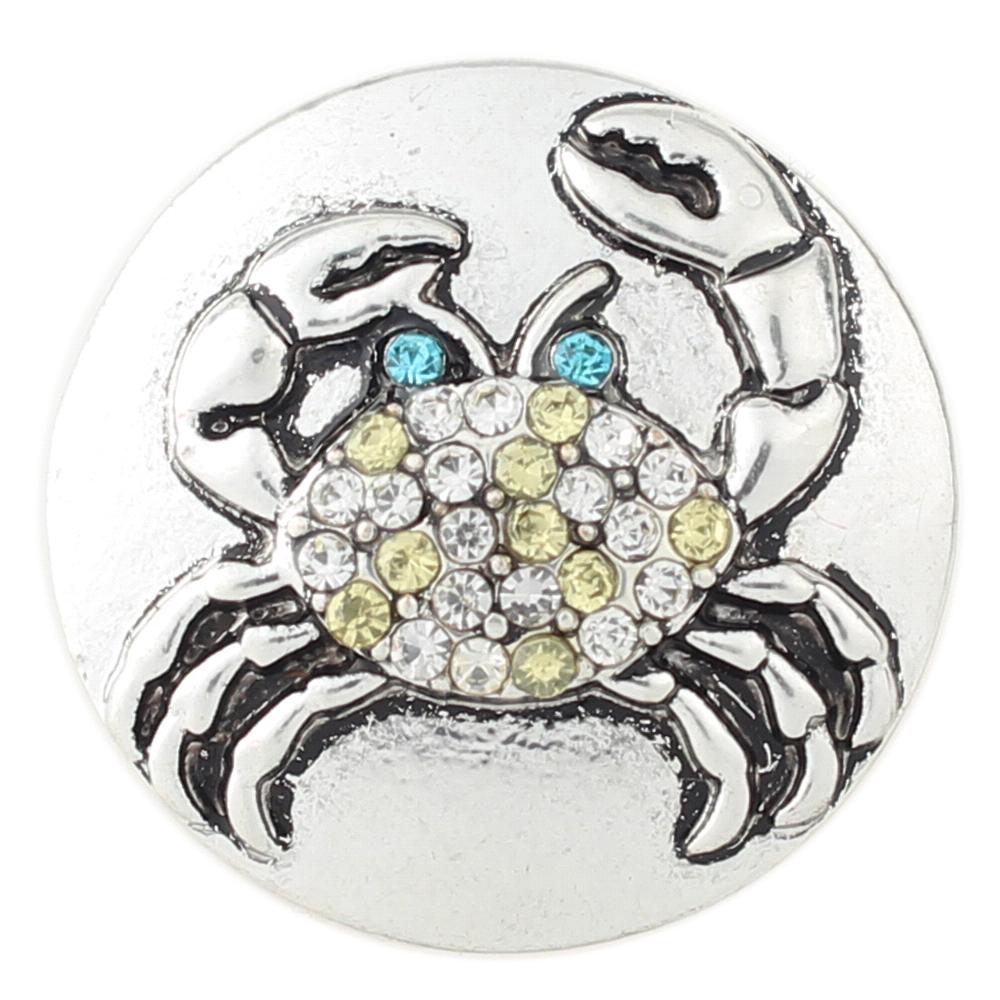 crab Design with rhinestone Snap Button