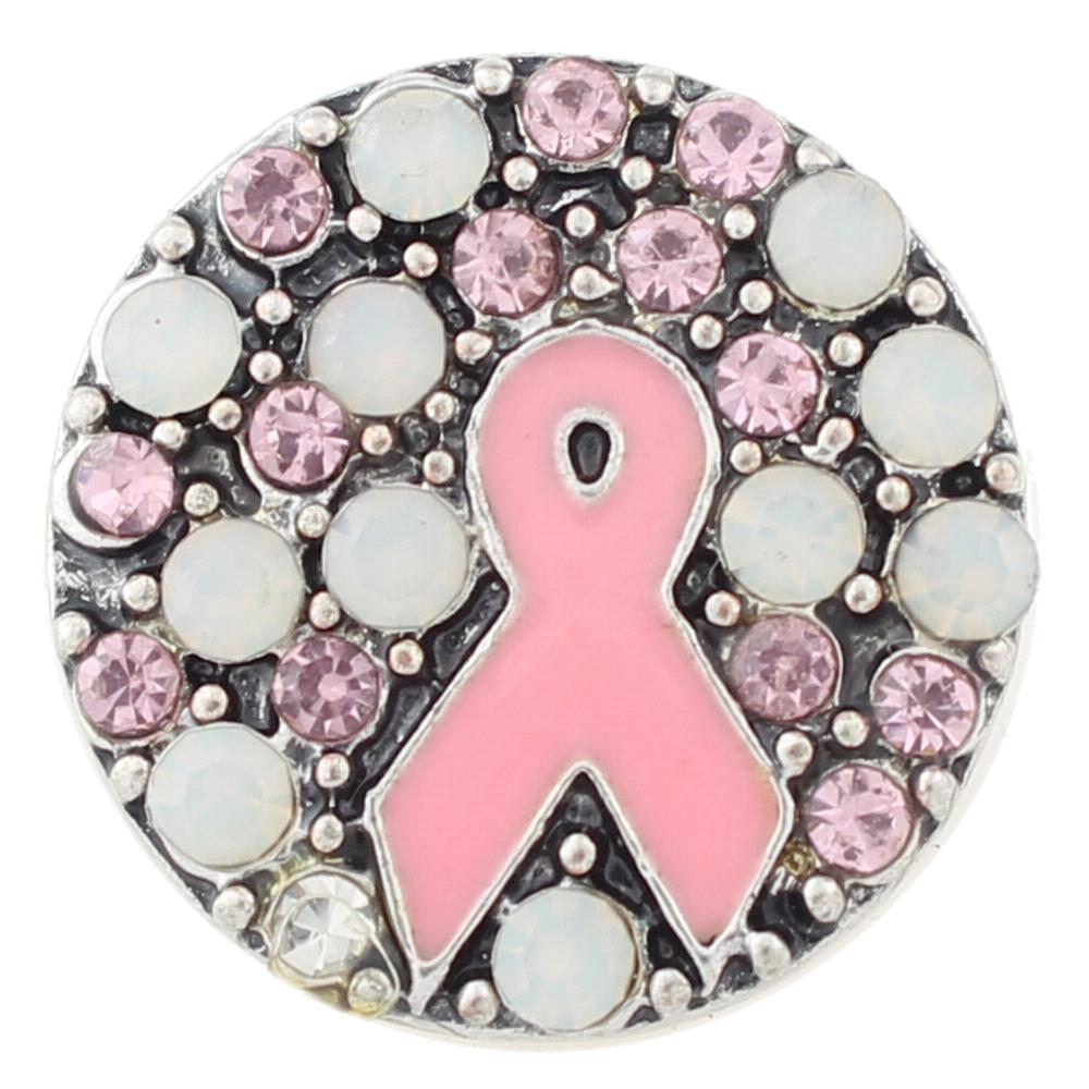 Pink ribbon Design with rhinestone Snap Button