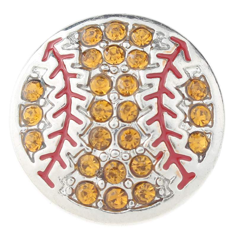 Baseball snaps plated sliver with rhinestone 20mm Snap Button