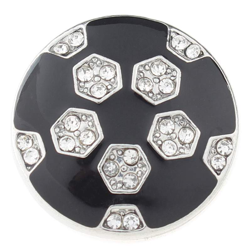 Football snaps plated sliver with rhinestone 20mm Snap Button