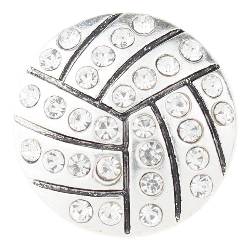 Volleyball snaps plated sliver with rhinestone 20mm Snap Button