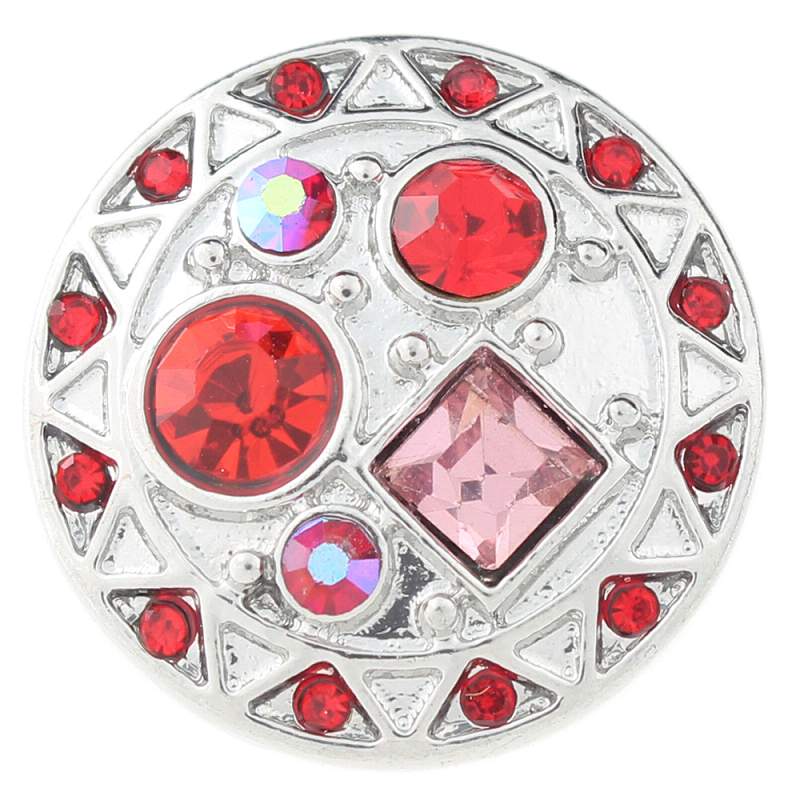 Desgin snaps plated sliver with red rhinestone 20mm Snap Button