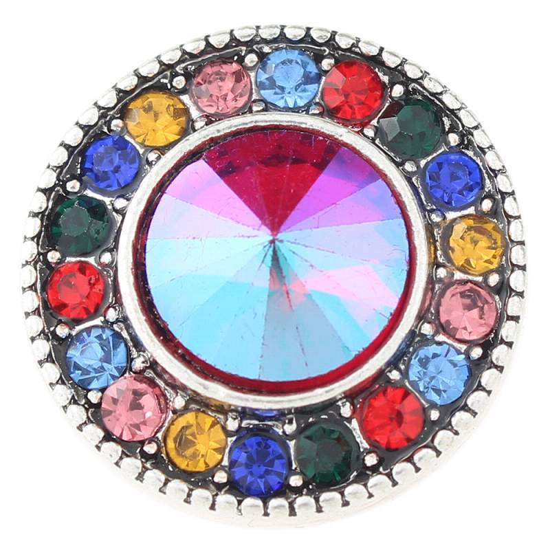 Desgin snaps plated sliver with colorful rhinestone 20mm Snap Button