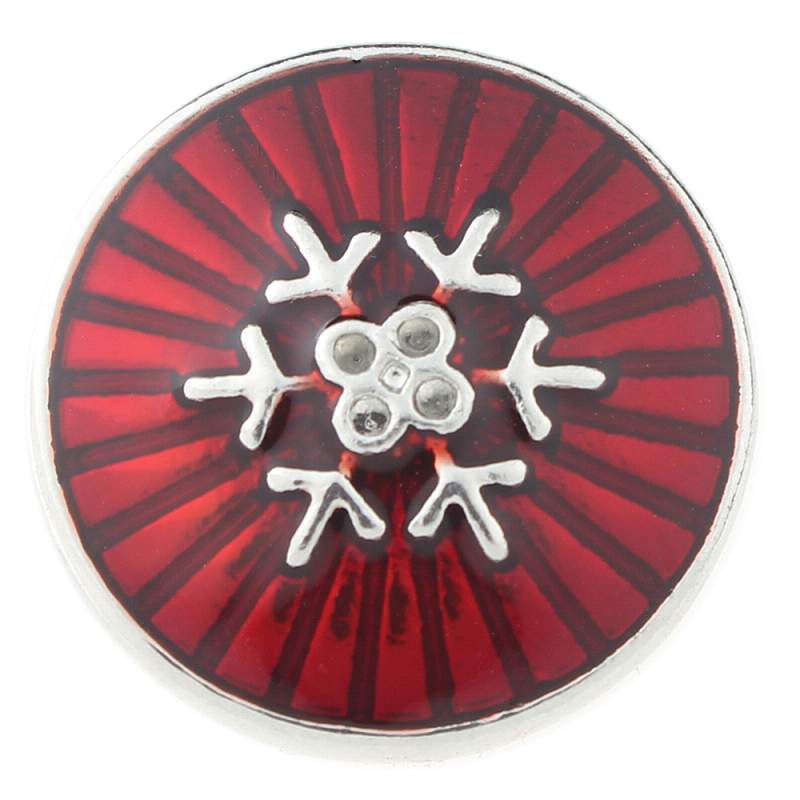 Christmas snowflake snaps with red enamel 20mm Snaps Button