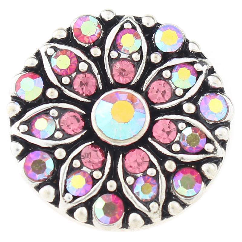 RoseAB and pink rhinestone 20mm Snap Button