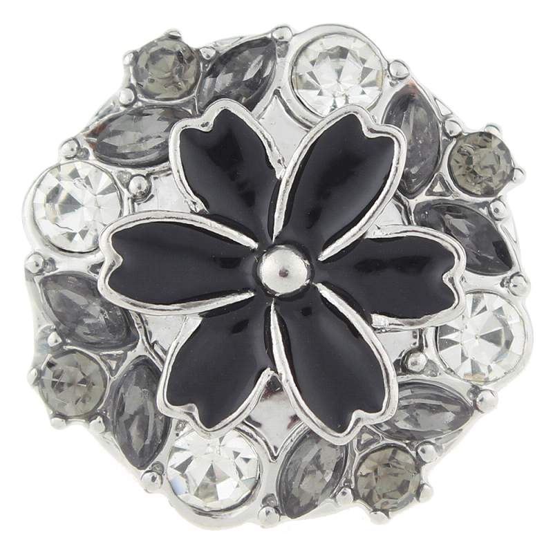 Flower snaps with black enamel 20mm Snap Button