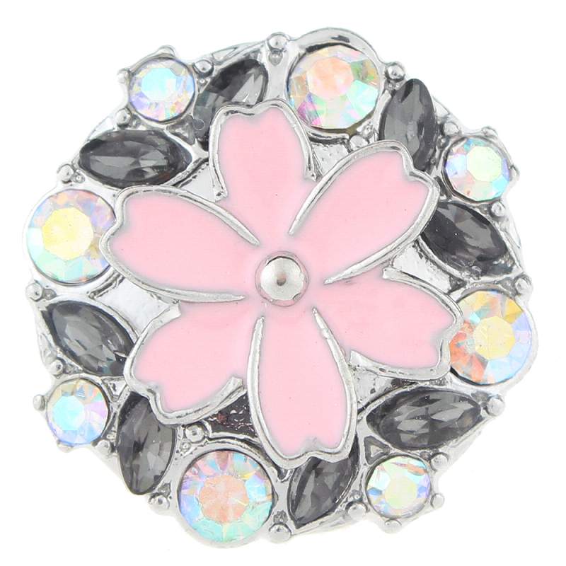 Flower snaps with pink enamel 20mm Snap Button