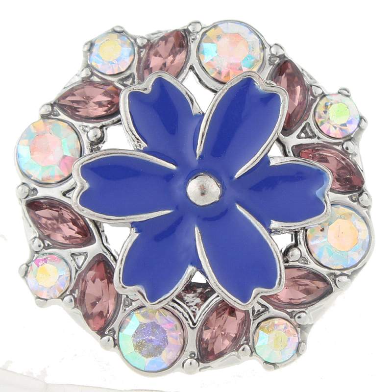 Flower snaps with blue enamel 20mm Snap Button