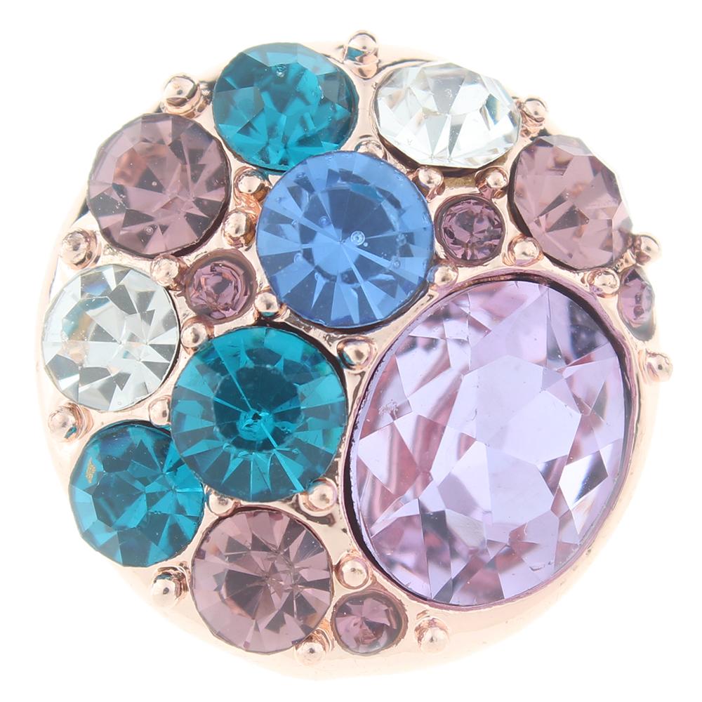 Colorful Crystal Design rose gold plated Snap Button