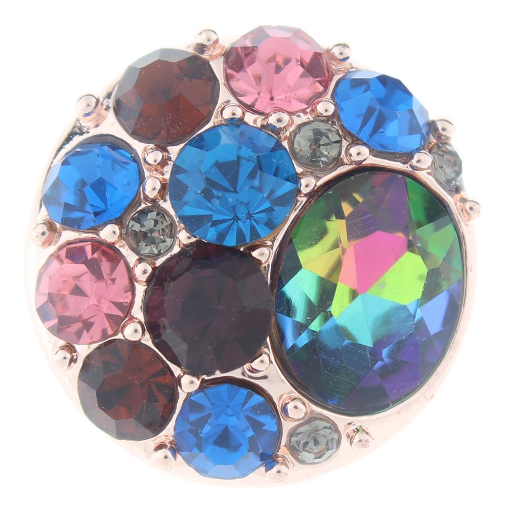 Colorful Crystal Design rose gold plated Snap Button