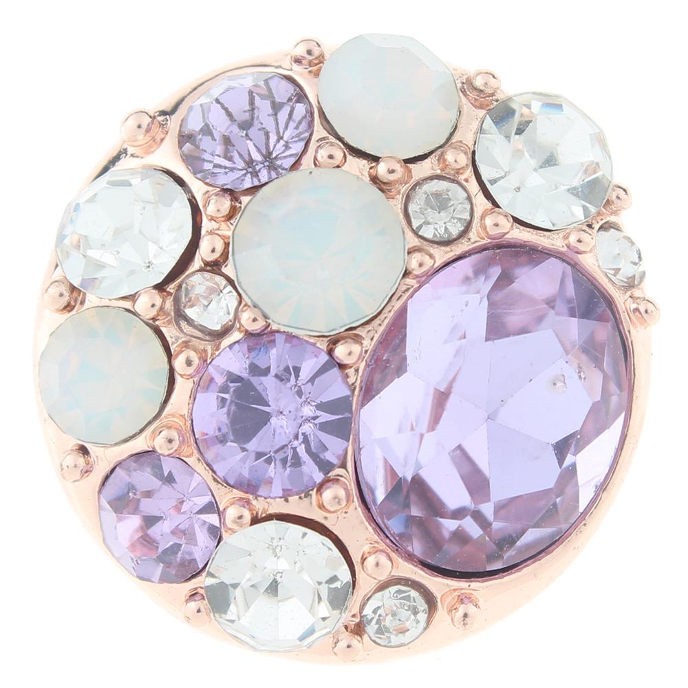 Colorful Crystal Design rose gold plated Snap Button