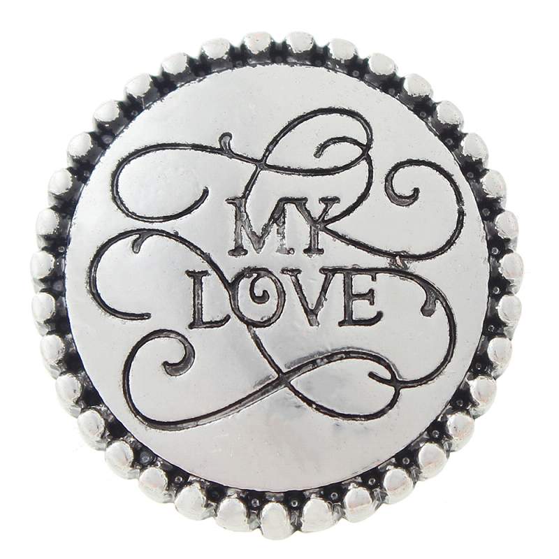 20mm Valentine's Day my love sliver plated Snap Button