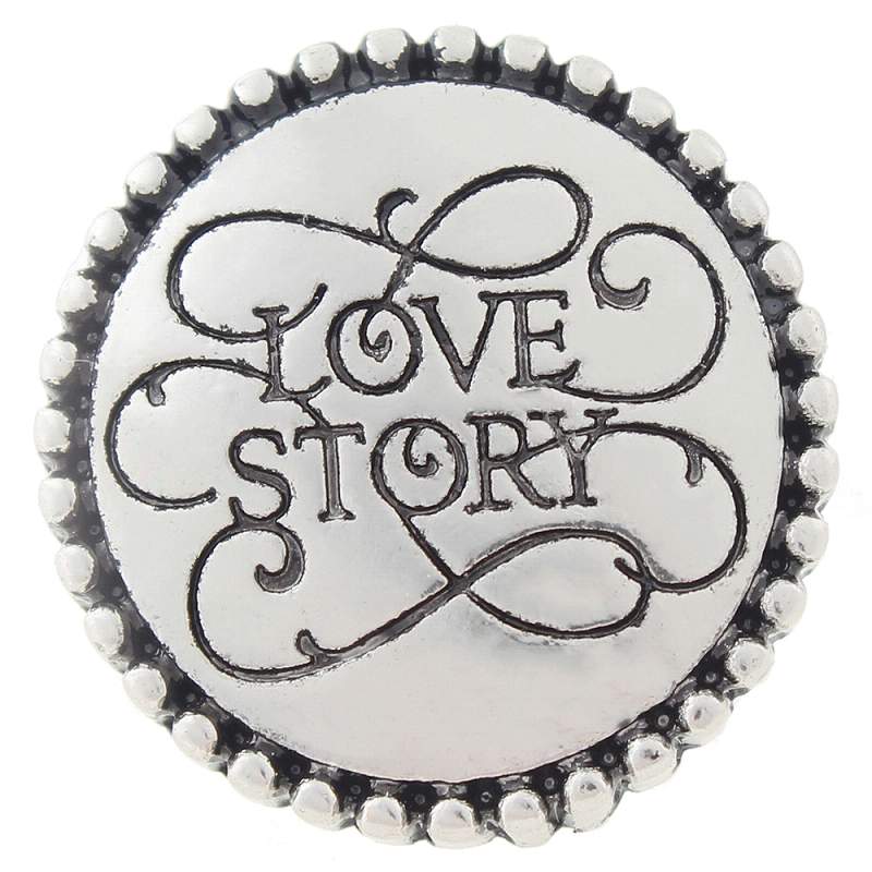 20mm Valentine's Day love story sliver plated Snap Button