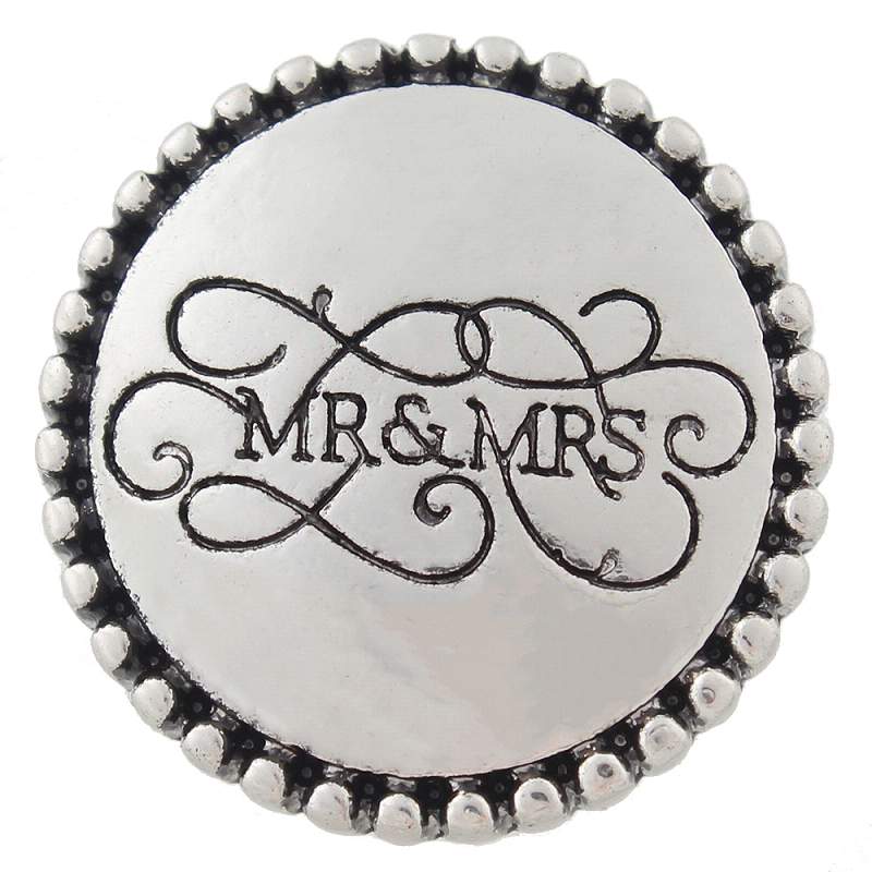 20mm Valentine's Day MR&MRS sliver plated Snap Button