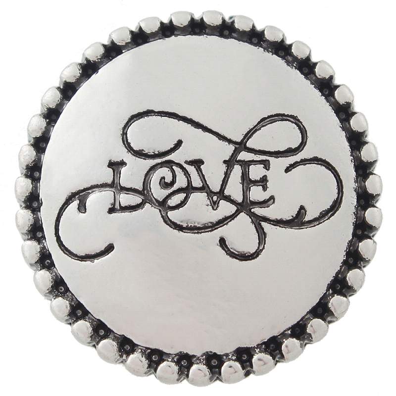 20mm Valentine's Day LOVE sliver plated Snap Button