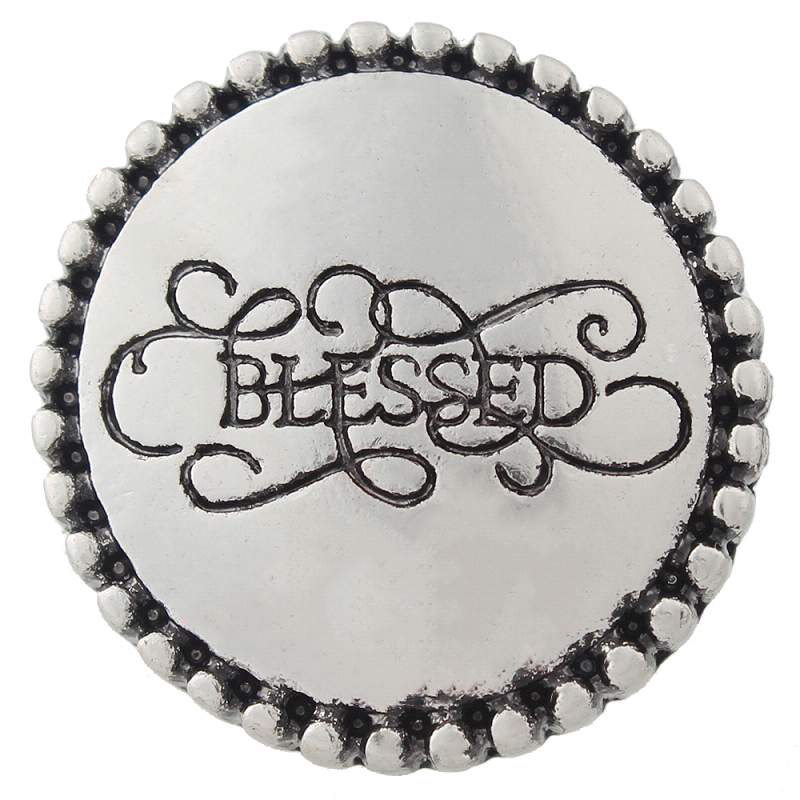 20mm Valentines Day BLESSED sliver plated Snap Button