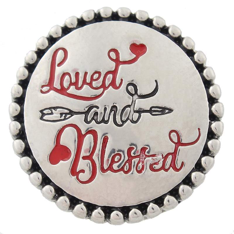 20mm Valentine's Day love and blessed sliver plated Snap Button