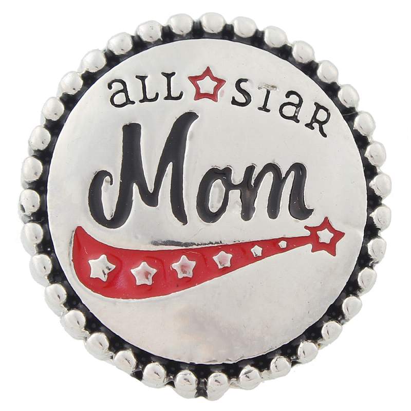 20mm all star mother sliver plated with enamel Snap Button