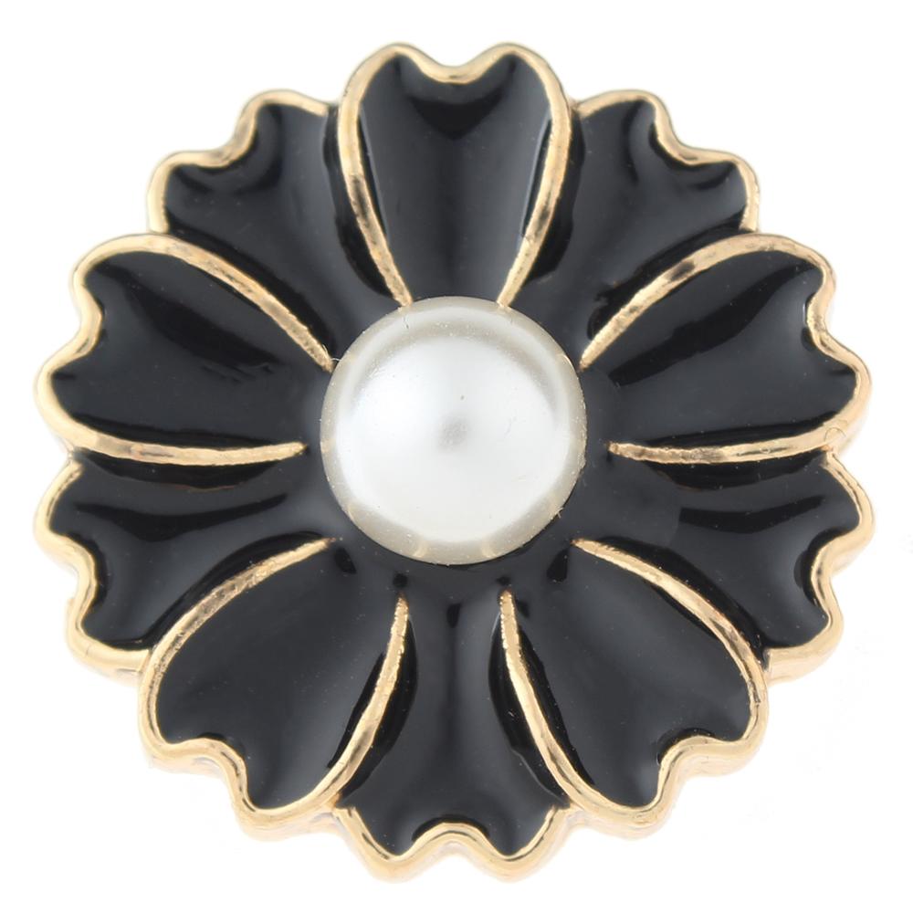 Black Flower 20mm snap buttons