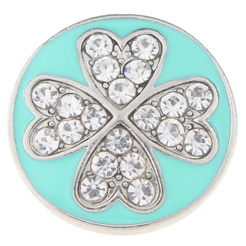 Sky Blue Clover 20mm snap buttons
