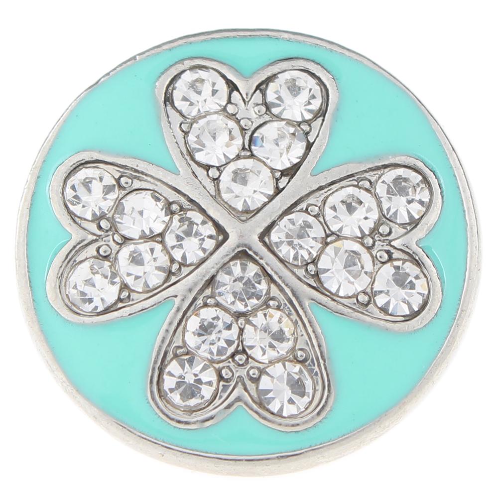 Sky Blue Clover 20mm snap buttons