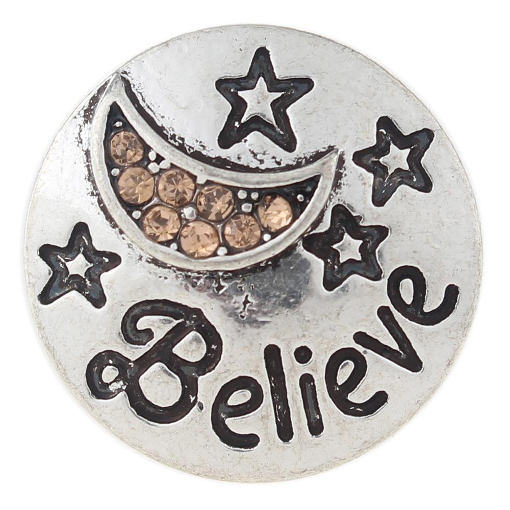 believe Snap Button with rhinestone