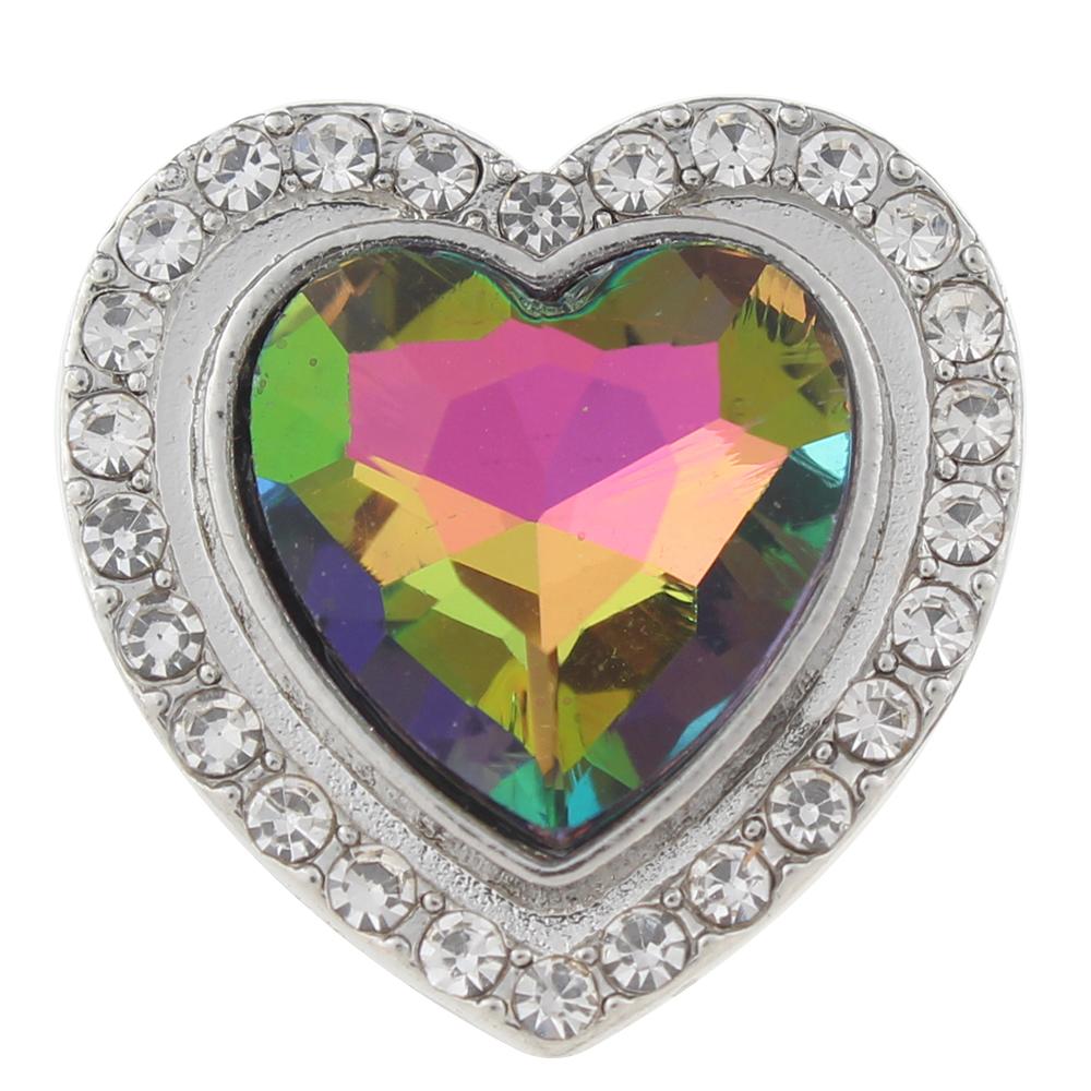 Heart Snap Button with glass rhinestone