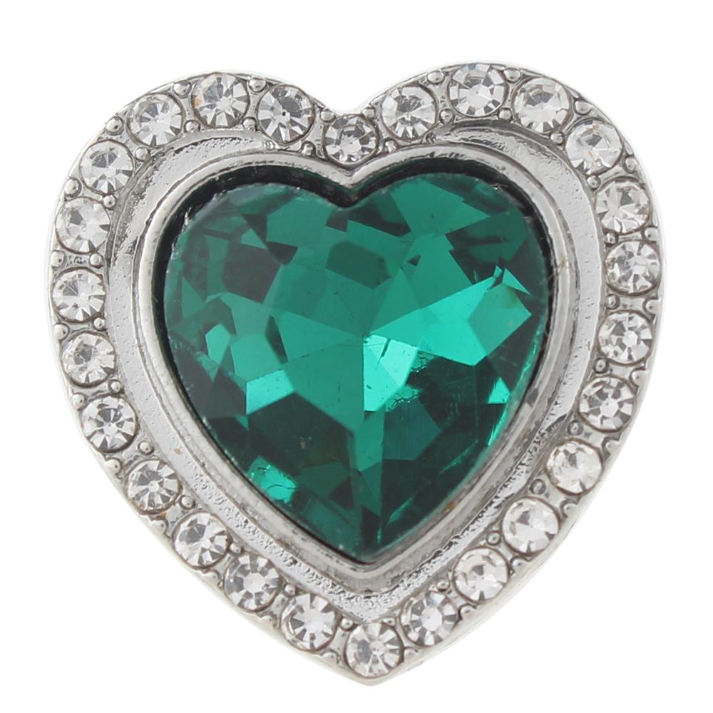 Heart Snap Button with glass rhinestone