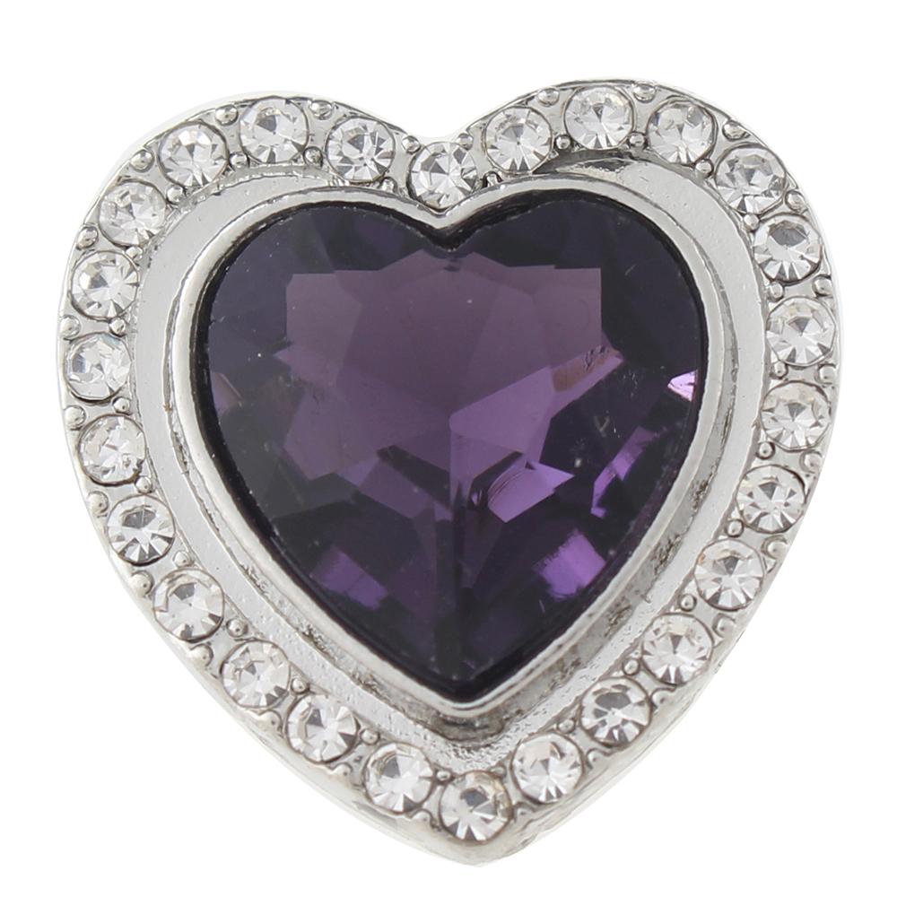 Heart Snap Button with glass rhinestone