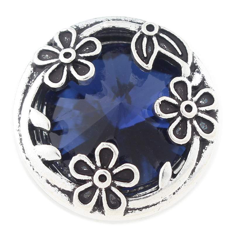 flower Snap Button with glass rhinestone