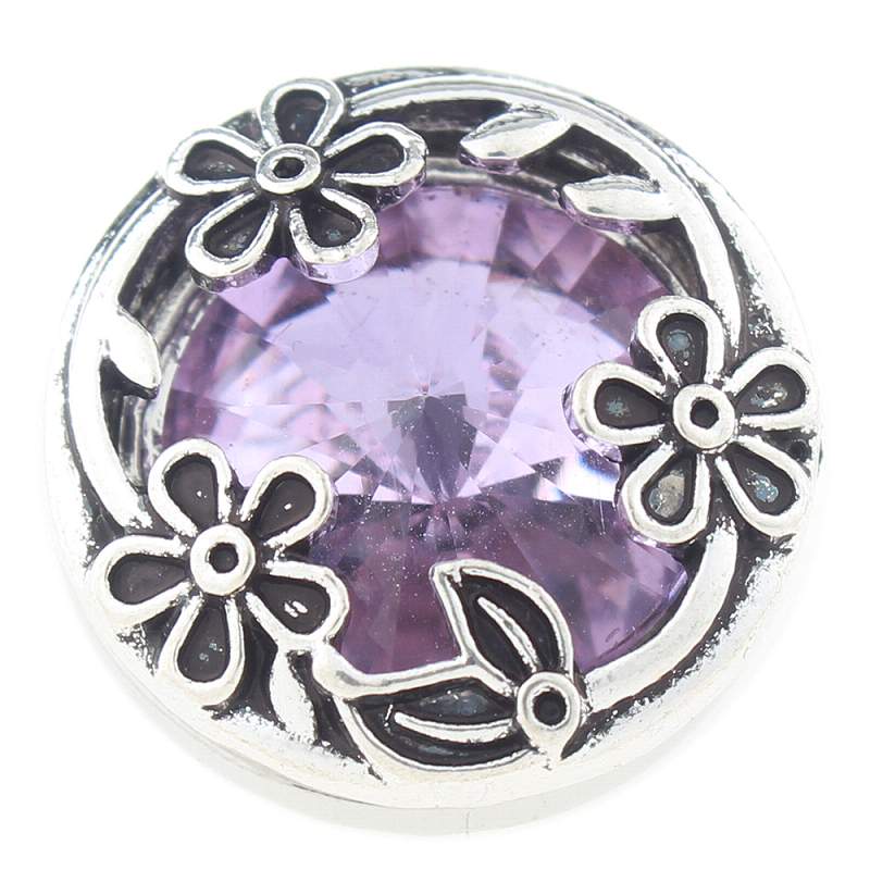 flower Snap Button with glass rhinestone