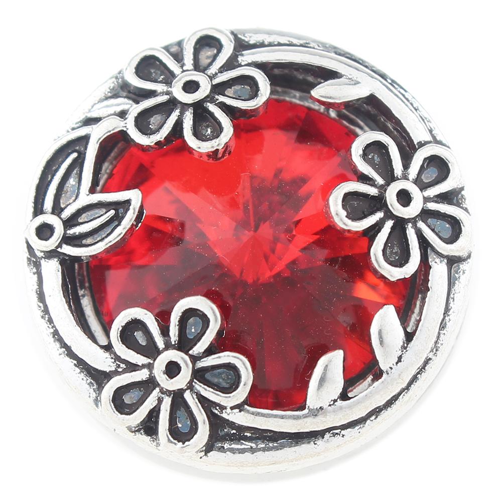 flower Snap Button with glass rhinestone