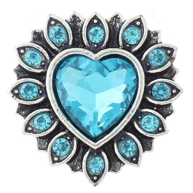 Heart Snap Button with glass rhinestone