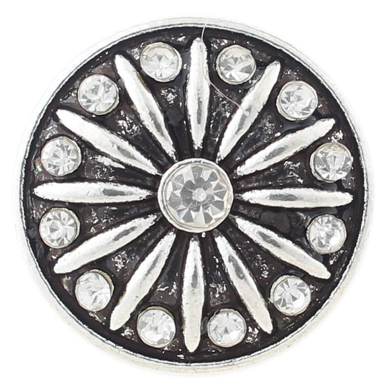 20mm round Snap Button with white rhinestone