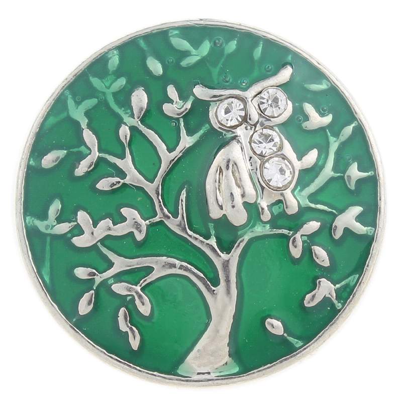 20mm owl Snap Button with enamel and  rhinestone