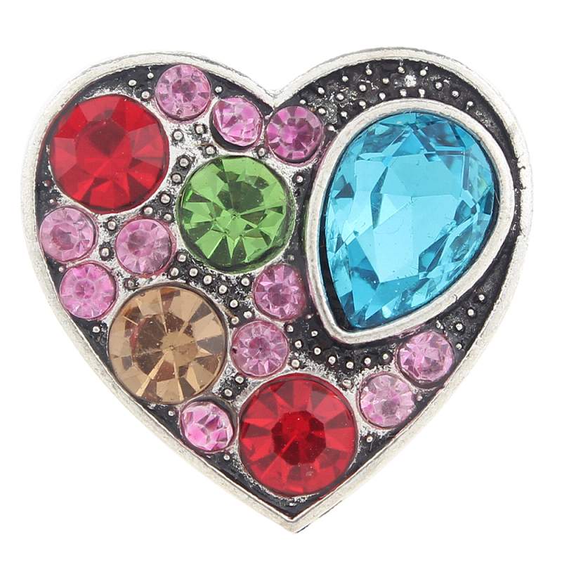 20mm heart Snap Button with rhinestone