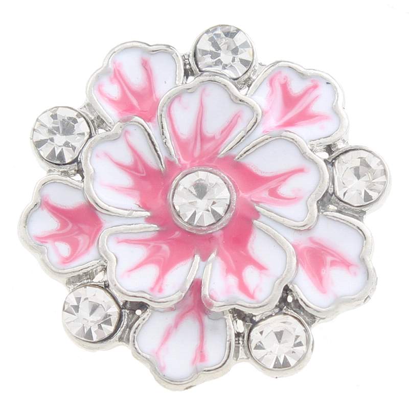 20mm flower Snap Button with rhinestone